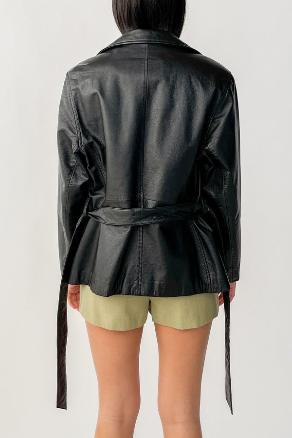 Vintage Leather Wrap Jacket - Black Vintage Leather Wrap Jacket - Black
