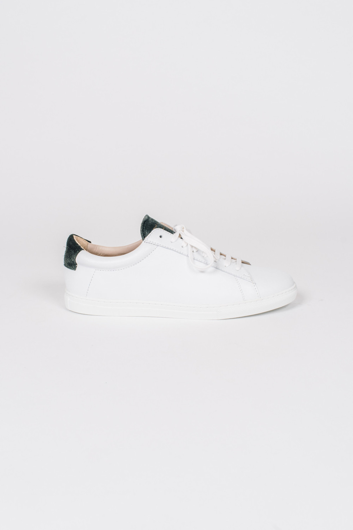 Zespa White Sneaker with Green Suede - Image 1 of 3