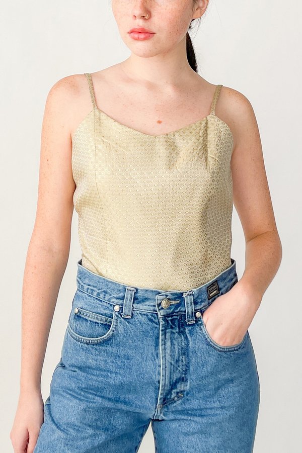 Vintage Caché Brocade Cami Top - Gold Vintage Caché Brocade Cami Top - Gold