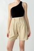 Vintage High Rise Silk Pleated Shorts - Ecru - Thumbnail 2