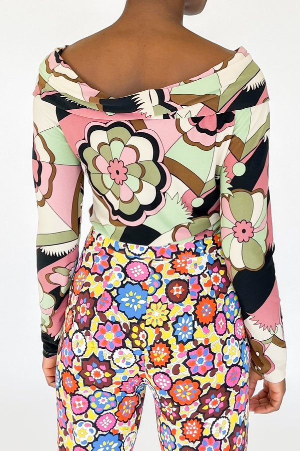 Vintage Geometric Print Ruched Top Vintage Geometric Print Ruched Top