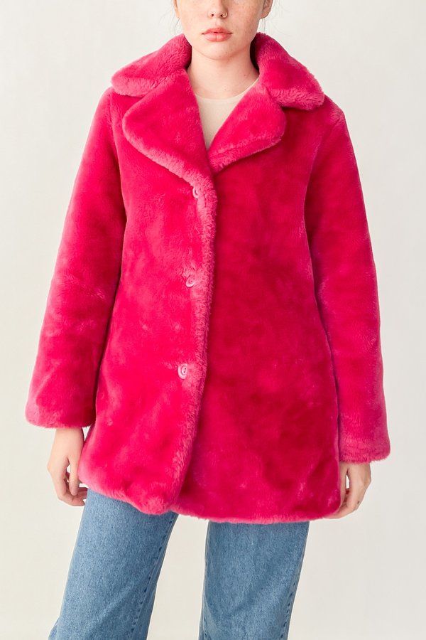 Vintage Faux Fur Teddy Coat - Hot Pink Vintage Faux Fur Teddy Coat - Hot Pink