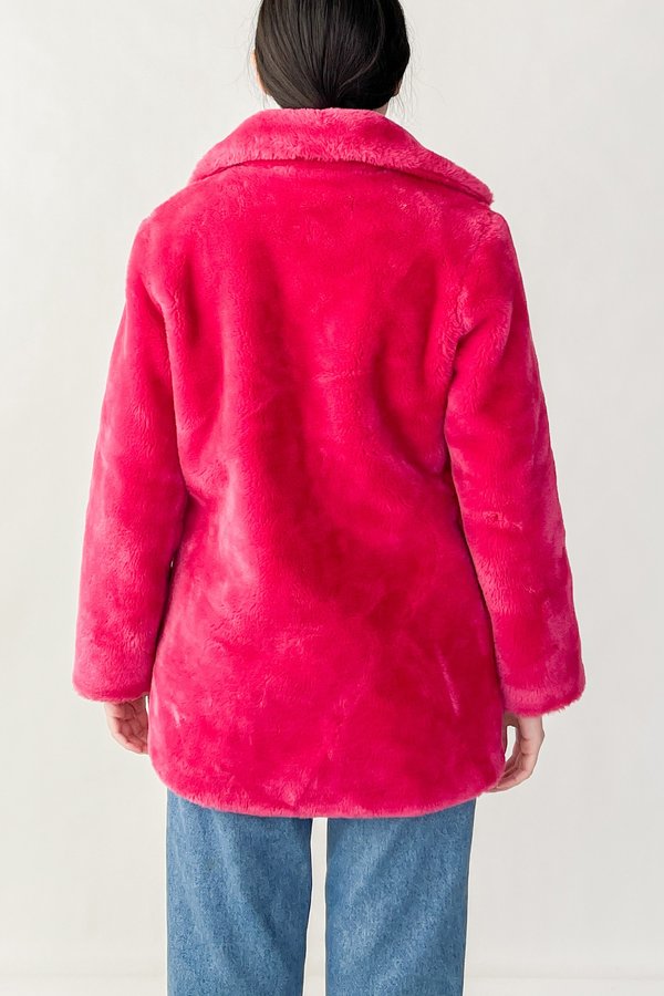 Vintage Faux Fur Teddy Coat - Hot Pink Vintage Faux Fur Teddy Coat - Hot Pink
