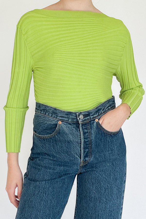 Vintage Ribbed Knit Shirt - Lime Vintage Ribbed Knit Shirt - Lime