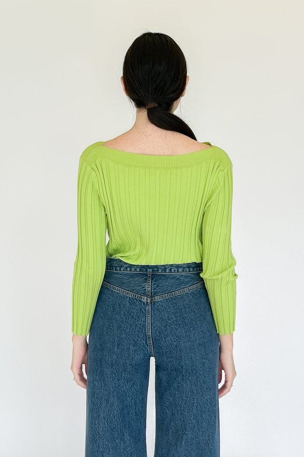 Vintage Ribbed Knit Shirt - Lime Vintage Ribbed Knit Shirt - Lime