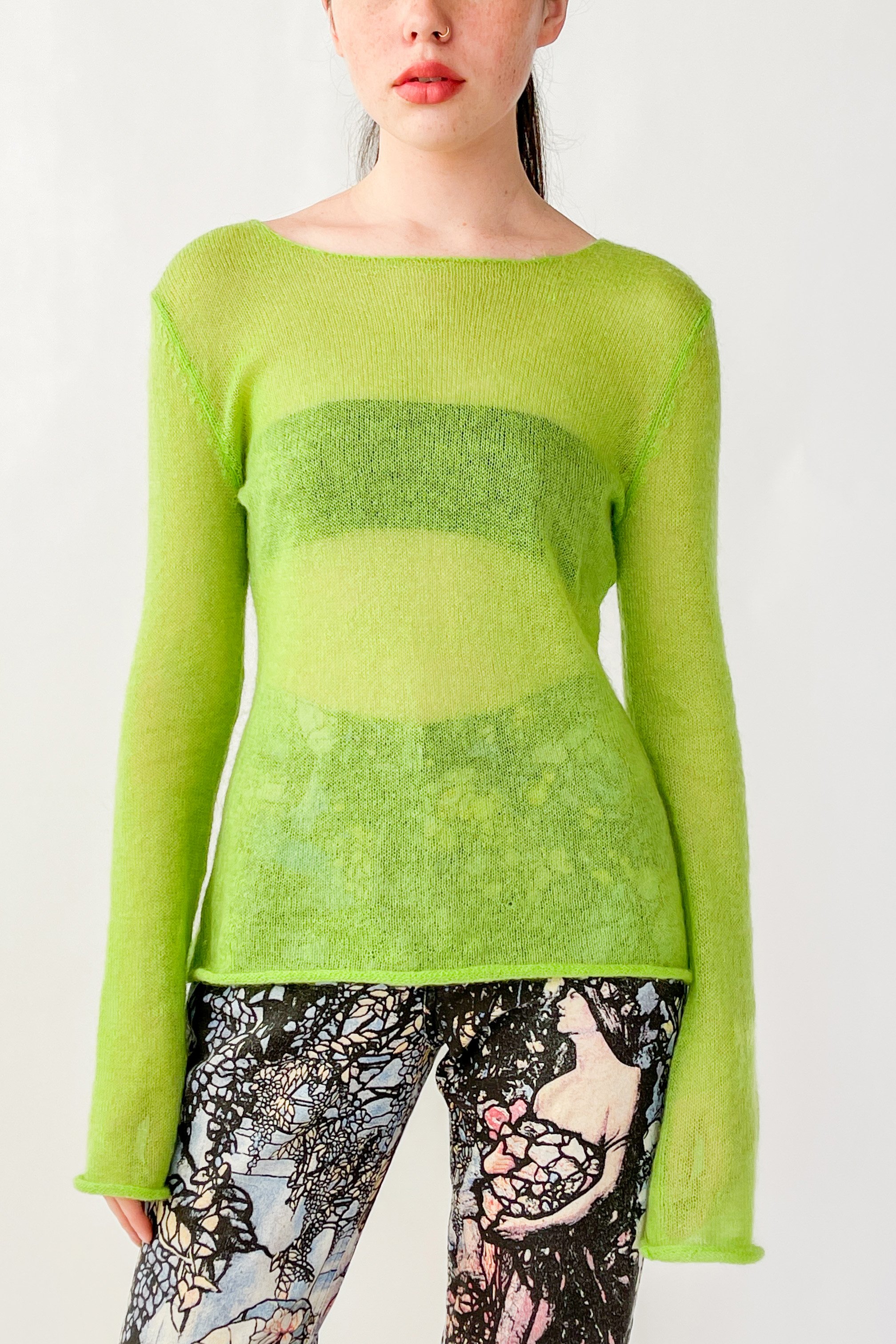 Lime Sheer Mohair Sweater (S-M 