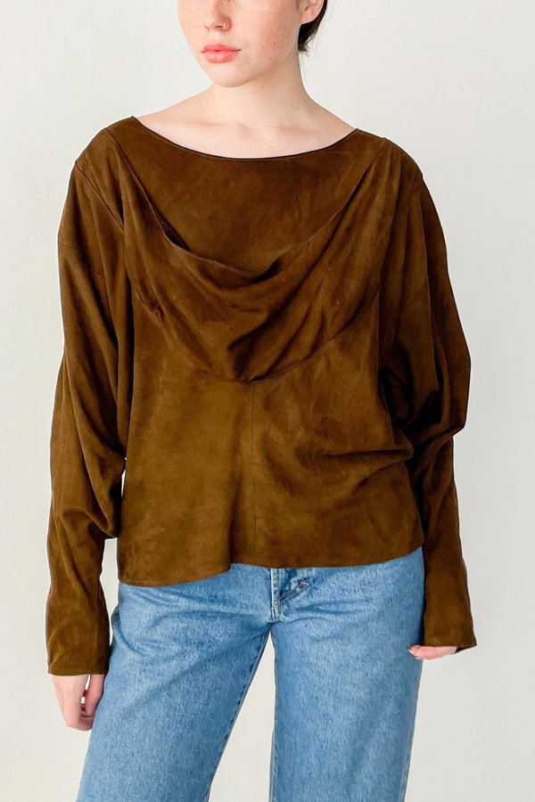Vintage Suede Draped Top - Ochre Vintage Suede Draped Top - Ochre