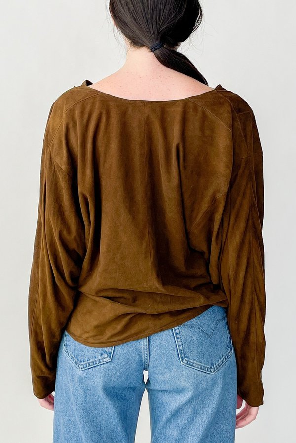 Vintage Suede Draped Top - Ochre Vintage Suede Draped Top - Ochre