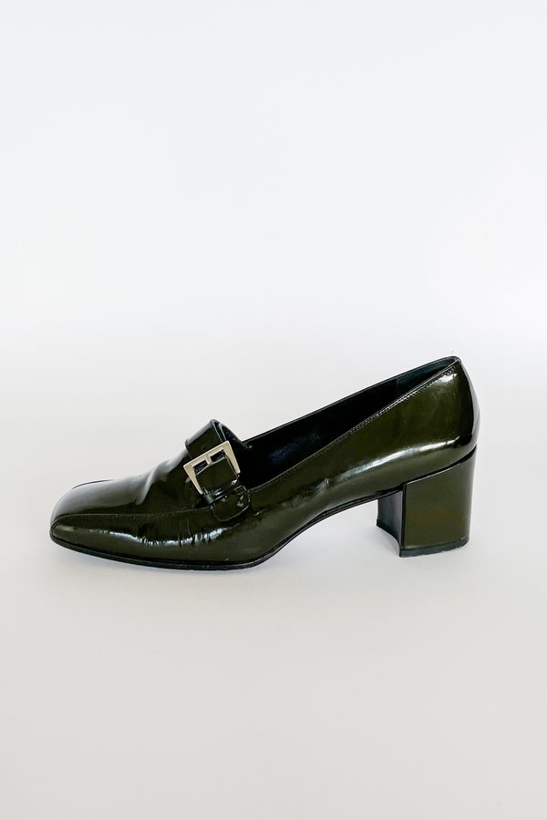 Vintage Prada Patent Leather Loafers - Deep Green Vintage Prada Patent Leather Loafers - Deep Green
