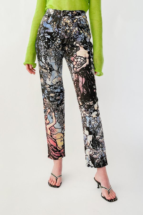 Vintage Roberto Cavalli Textural Scenic Denim - Floral Print