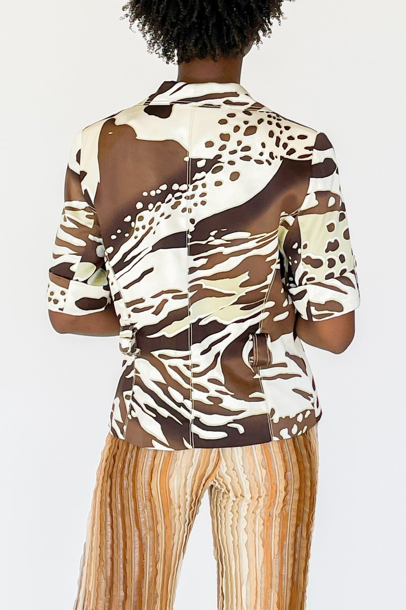 Vintage Silk Short Sleeve Jacket - Abstract