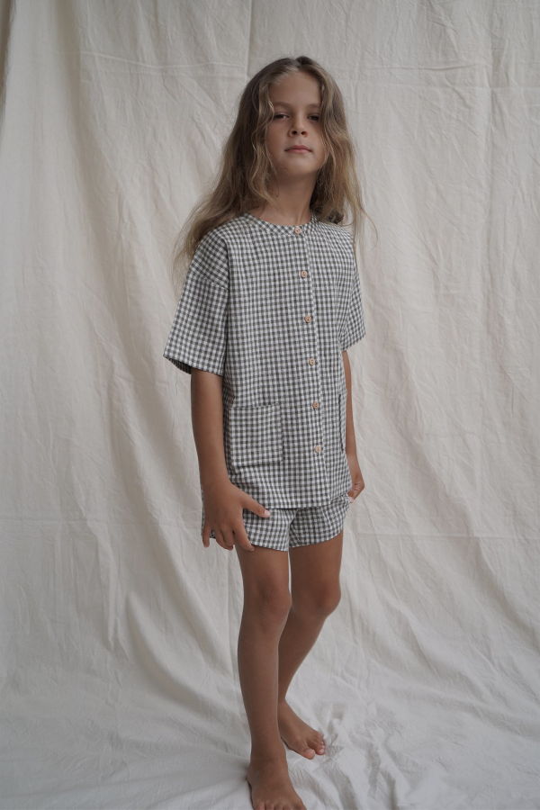 kids House Of Paloma Pascal Top - Olive Gingham