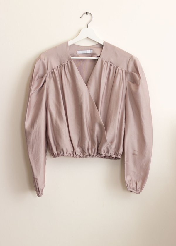 W A N T S Puff Sleeves Cropped Blouse - Lavender W A N T S Puff Sleeves Cropped Blouse - Lavender