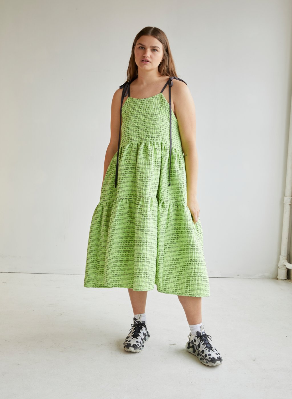 Eliza Faulkner Jacquard Cece Dress - Lime Green | Garmentory
