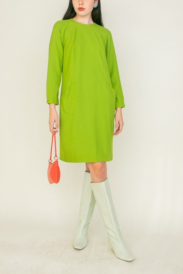 Vintage Lightweight Pocket Dress - Lime Vintage Lightweight Pocket Dress - Lime