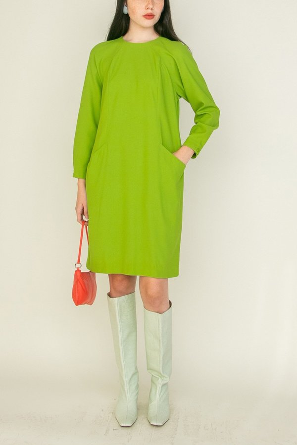 Vintage Lightweight Pocket Dress - Lime Vintage Lightweight Pocket Dress - Lime