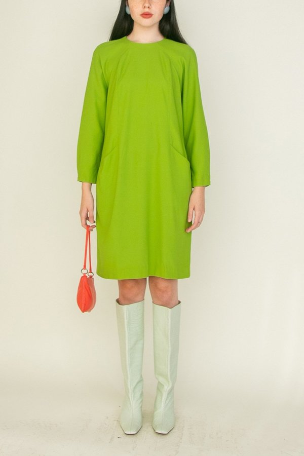 Vintage Lightweight Pocket Dress - Lime Vintage Lightweight Pocket Dress - Lime