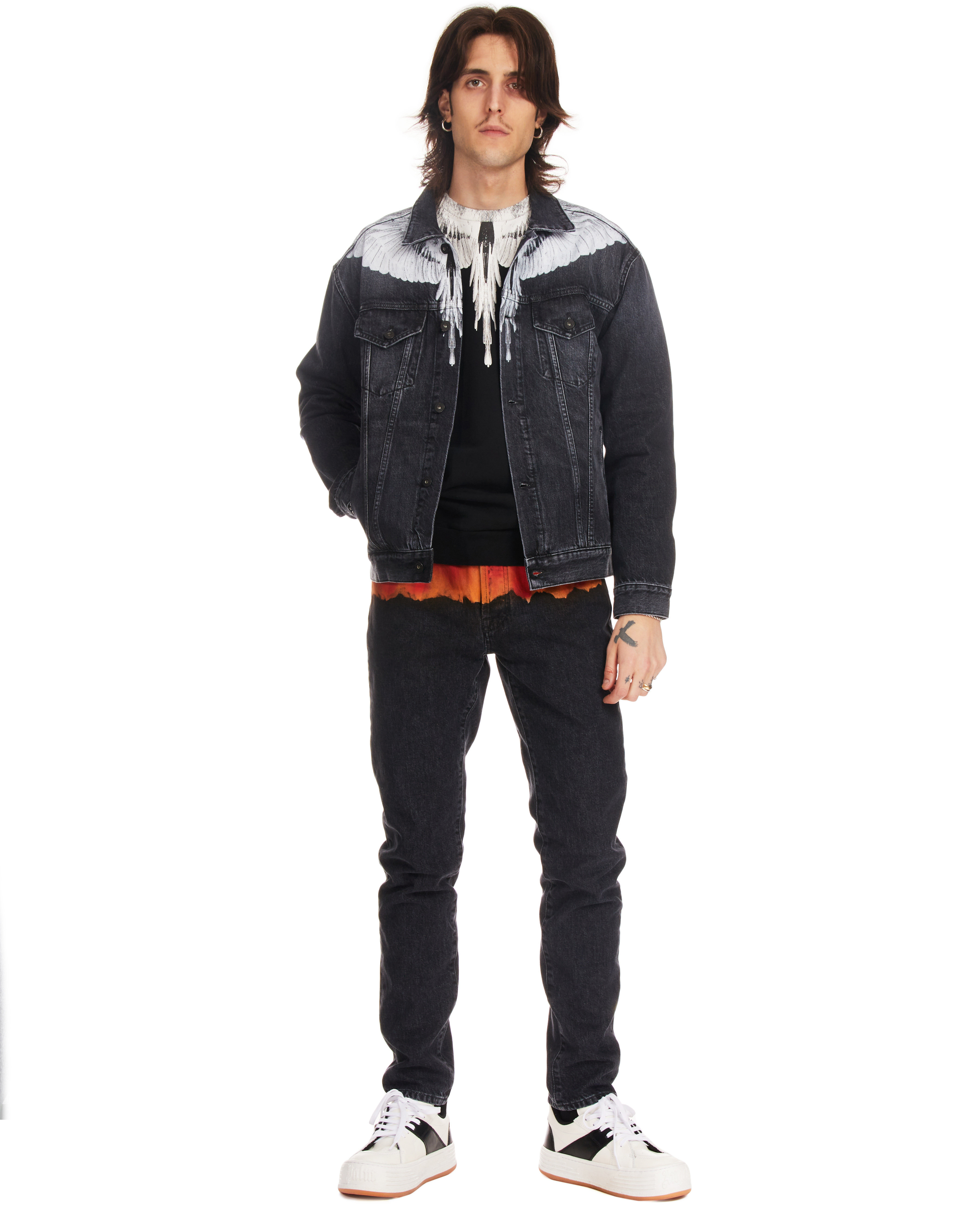 Marcelo Burlon Wings Print Denim Jacket black