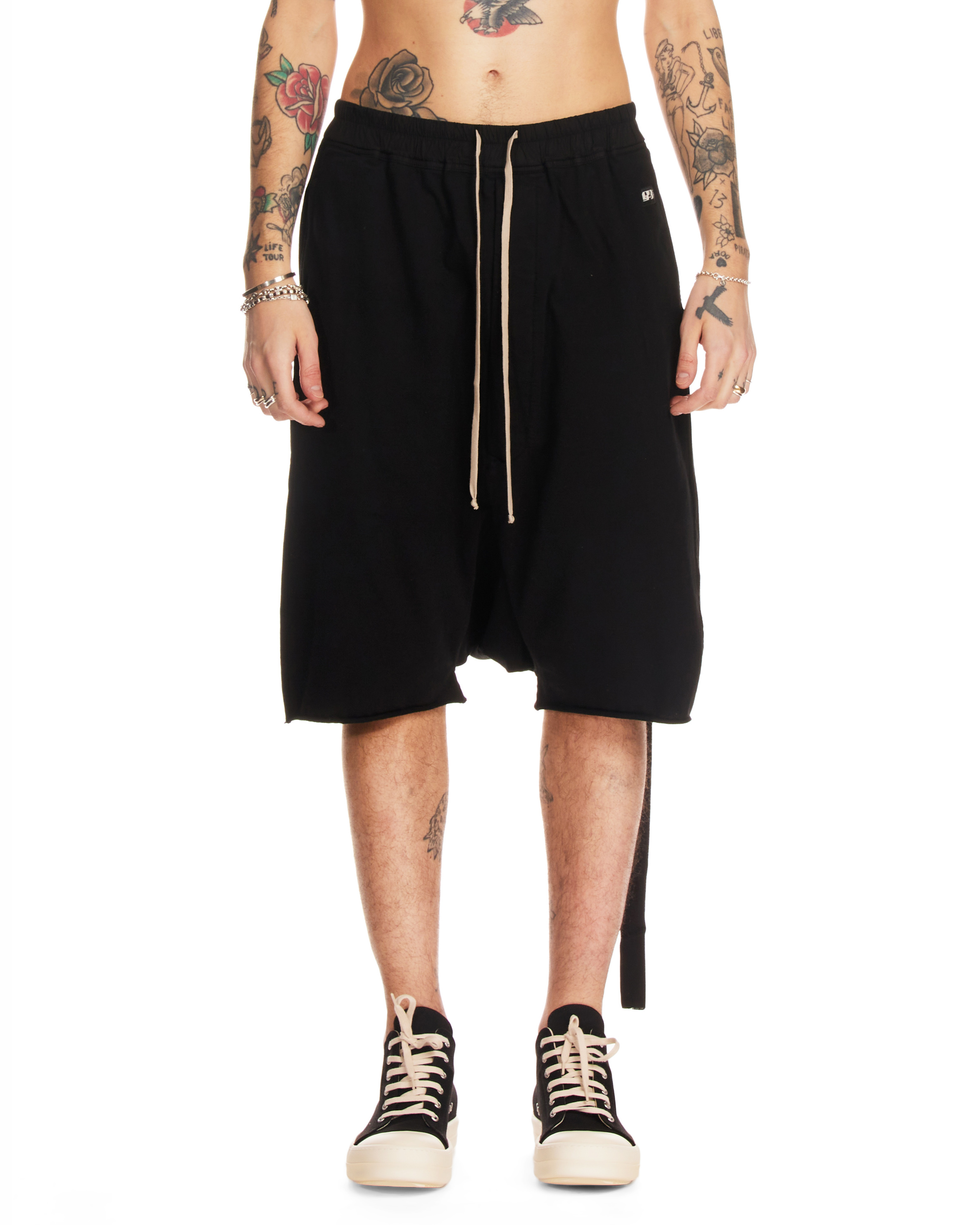 【関税&送料込】Rick Owens Relaxed Fit Bermuda Shorts Rick Owens Drawstring cotton-blend Shorts | Black | FARFETCH