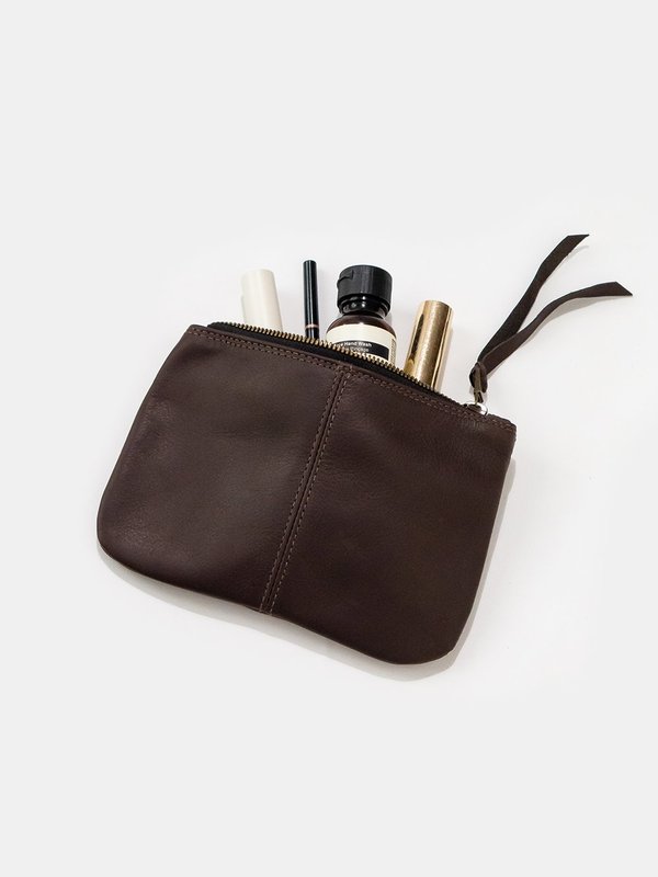 Erica Tanov elodie leather makeup bag - chocolate Erica Tanov elodie leather makeup bag - chocolate
