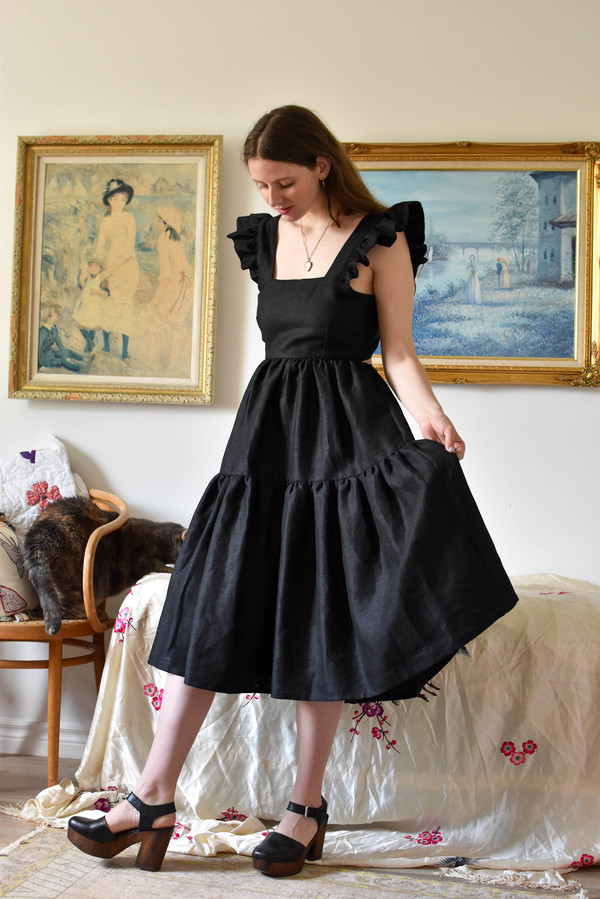Eliza Faulkner Angelica Linen Dress - Black | Garmentory