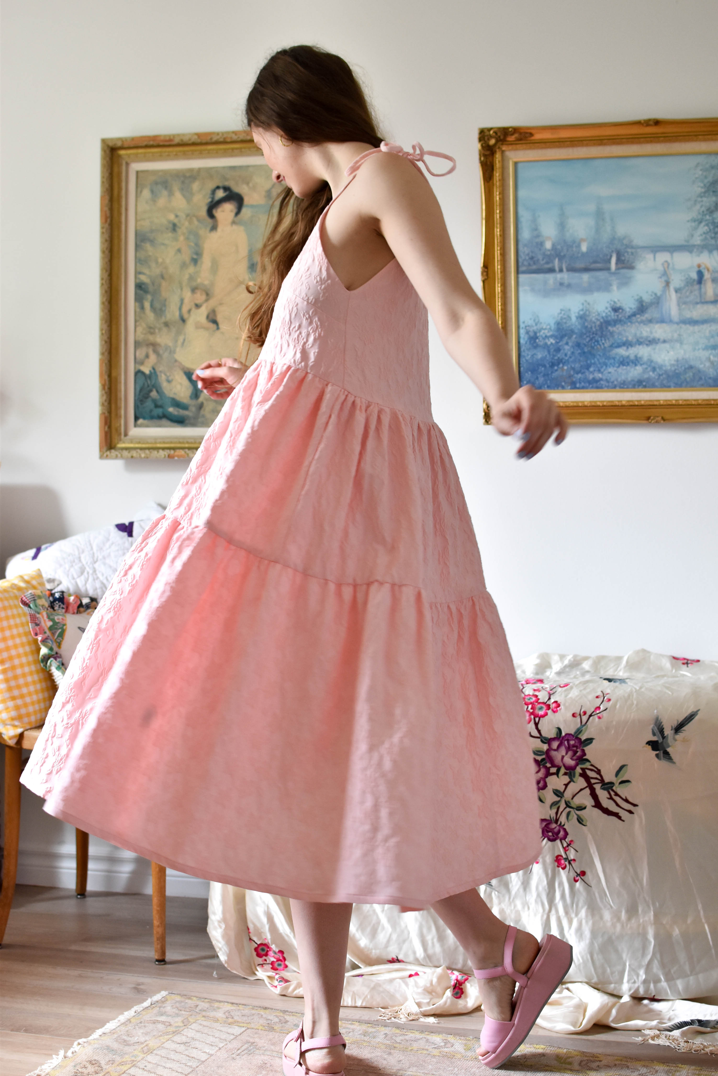 cece pink dress NWT Women "CeCe" pink w/white accents, long sleeve dress. Size 14