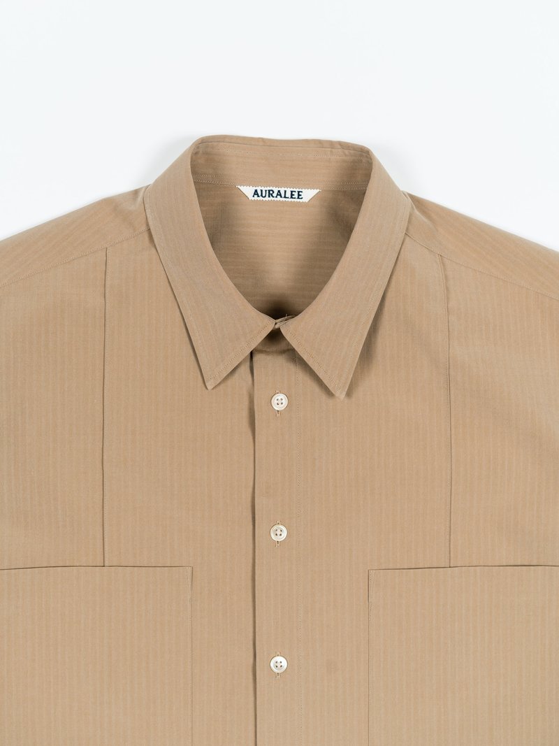 Auralee Washed Finx Ripstop Chambray Half Sleeved Shirt