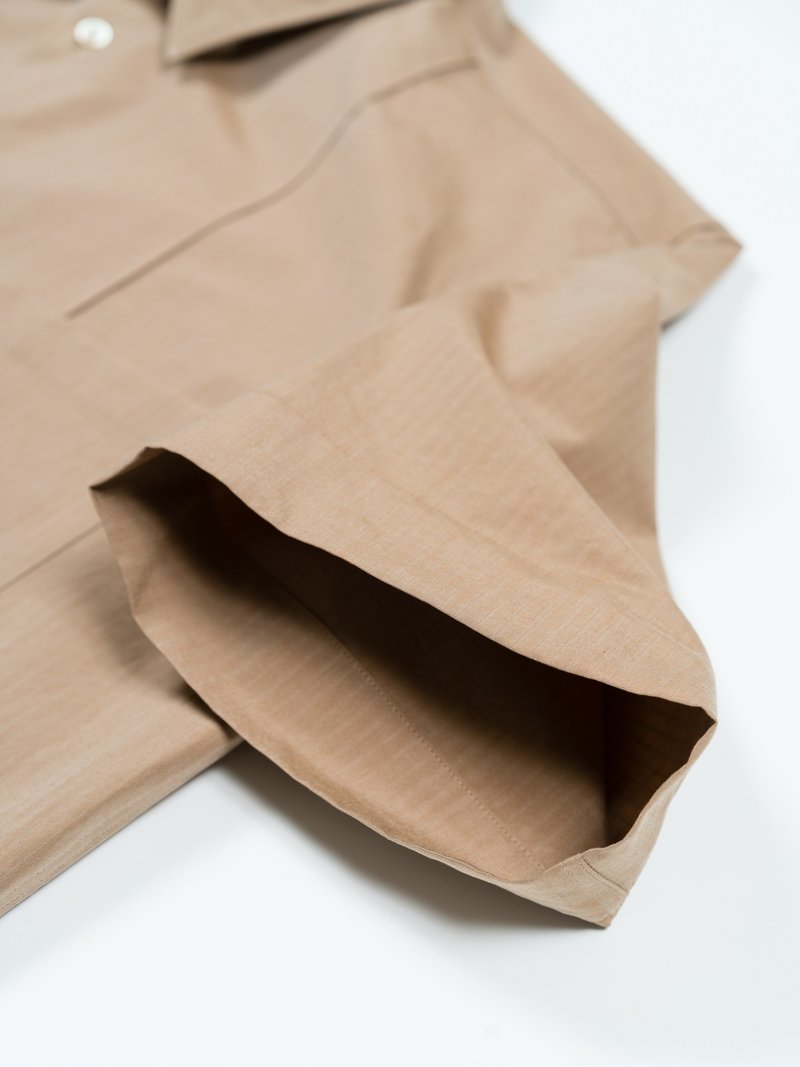Auralee Washed Finx Ripstop Chambray Half Sleeved Shirt - Beige 