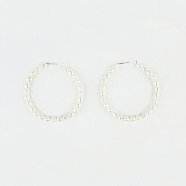 Blade & Knoll Large Pearl Hoops - Sterling Silver Blade & Knoll Large Pearl Hoops - Sterling Silver
