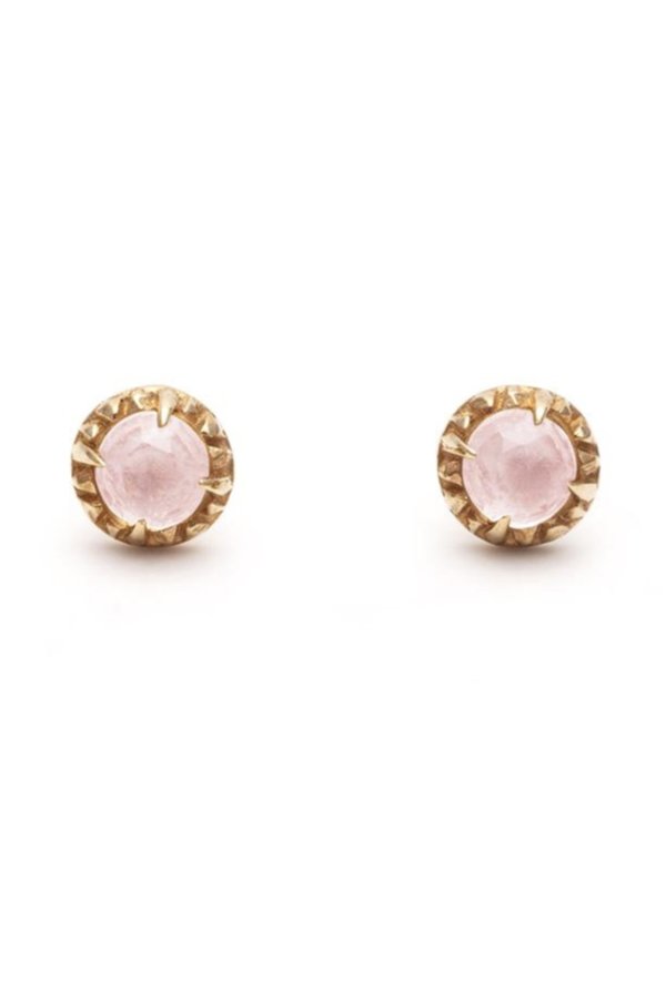 Angela Monaco Matrix Halo Studs - Gold/Rose Quartz Angela Monaco Matrix Halo Studs - Gold/Rose Quartz