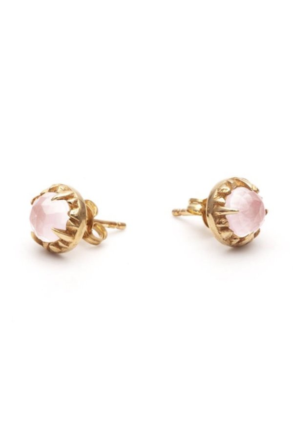 Angela Monaco Matrix Halo Studs - Gold/Rose Quartz Angela Monaco Matrix Halo Studs - Gold/Rose Quartz