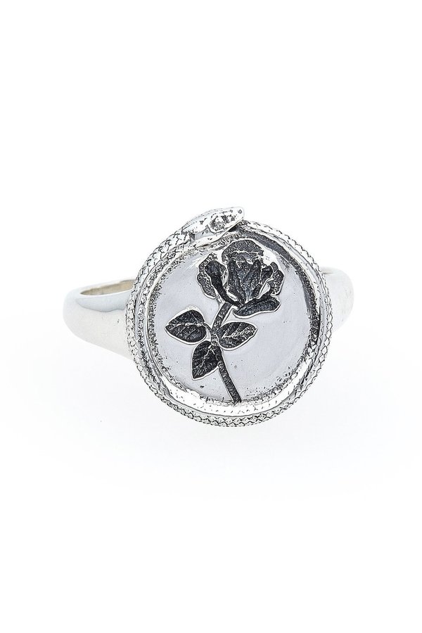 Talon Rose Ouroboros Signet Ring - Silver Talon Rose Ouroboros Signet Ring - Silver