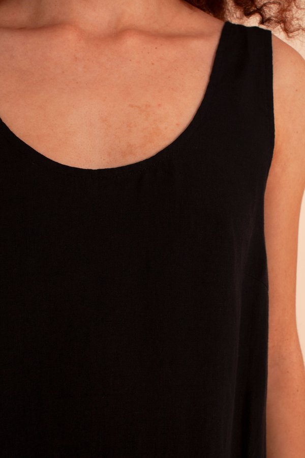 L.F.Markey Basic Linen Shift Dress - Black | Garmentory