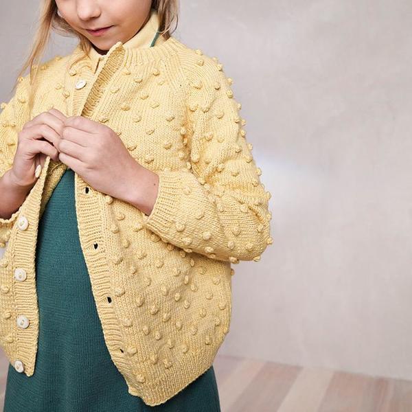 Kids Misha & Puff Summer Popcorn Cardigan - Straw Yellow | Garmentory