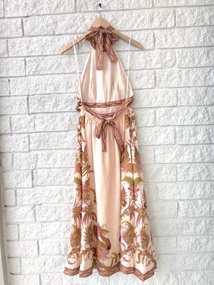 Zimmermann CASSIA HALTER BOW MIDI DRESS - CREAM BIRD FLORAL