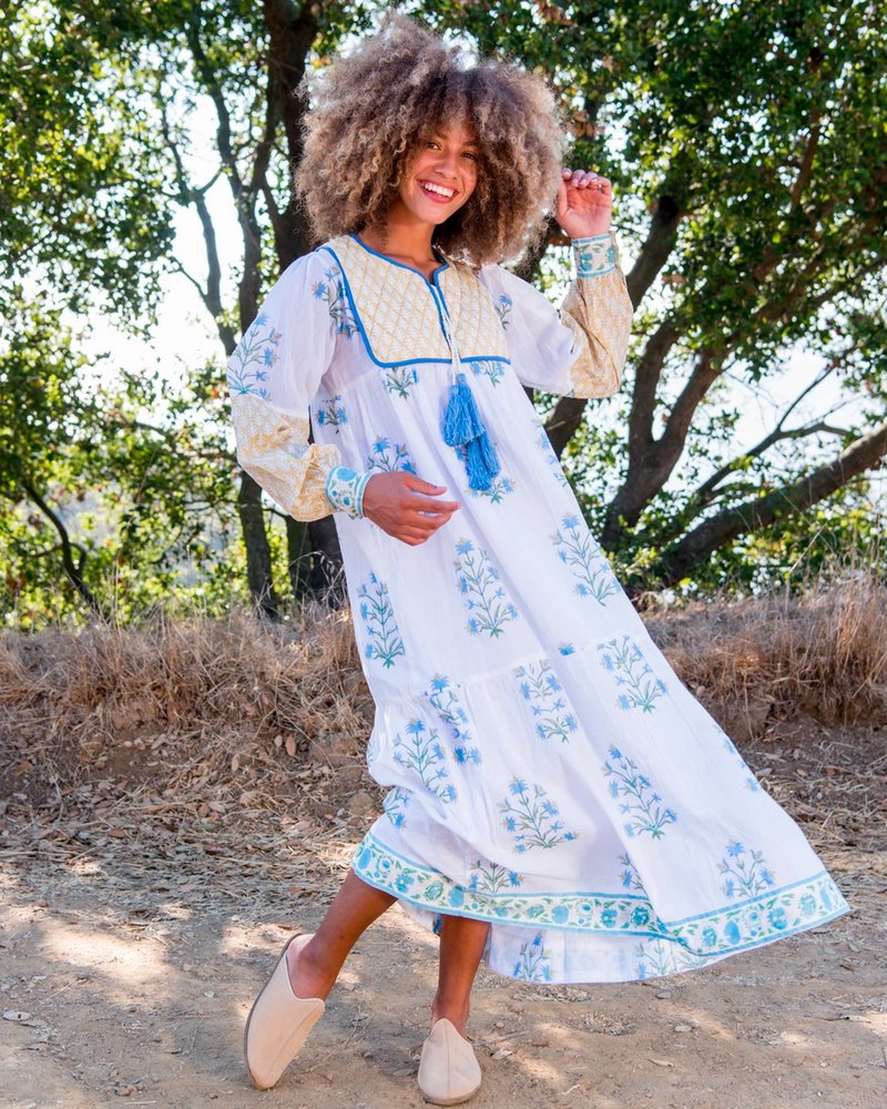 SZ blockprints (SZ Blockprints Jodhpur Dress - Cornflower SZ blockprints (SZ Blockprints Jodhpur Dress - Cornflower