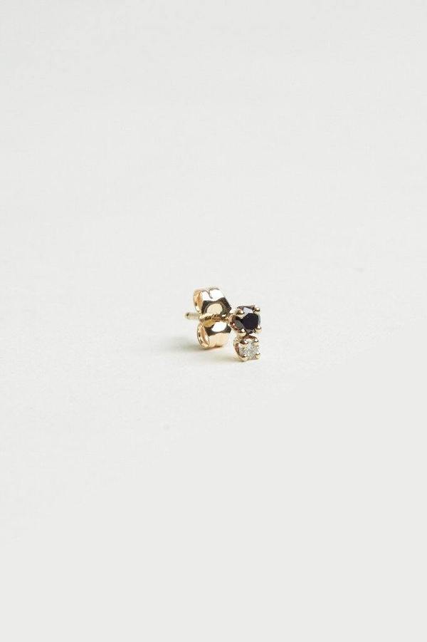 Hortense Double D Single Stud Black Diamonds Yellow Gold Garmentory