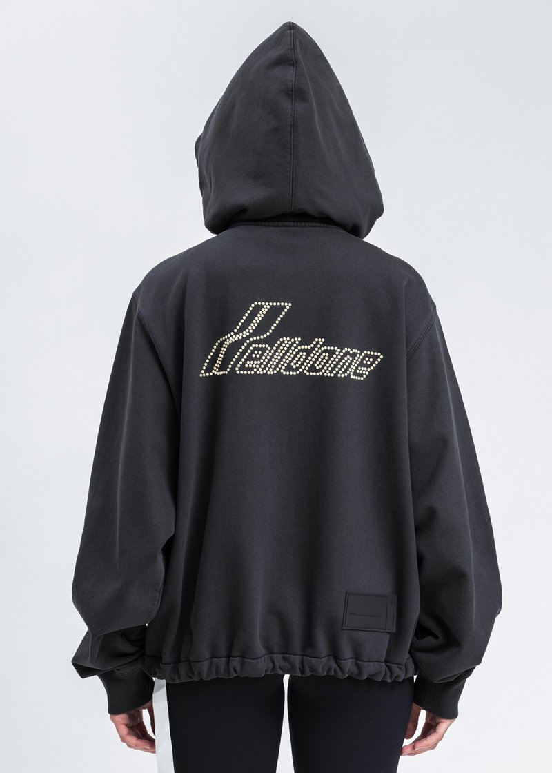 【WE11DONE】 Pierced Zip-Up Hoodie Charcoal Black Pierced Zip-Up Hoodie by We11done on Sale