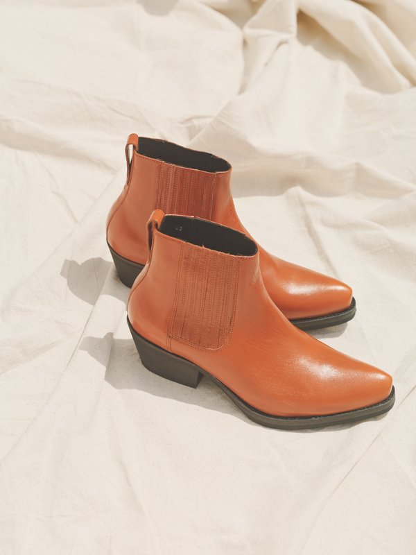 Our Legacy Arancia Leather Cuban Boot - Orange | Garmentory