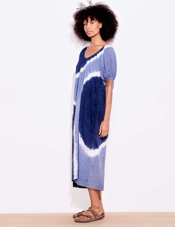 princess polly baby blue dress Sundry Bubble Sleeve Maxi Dress - Deep Sea Tie Dye