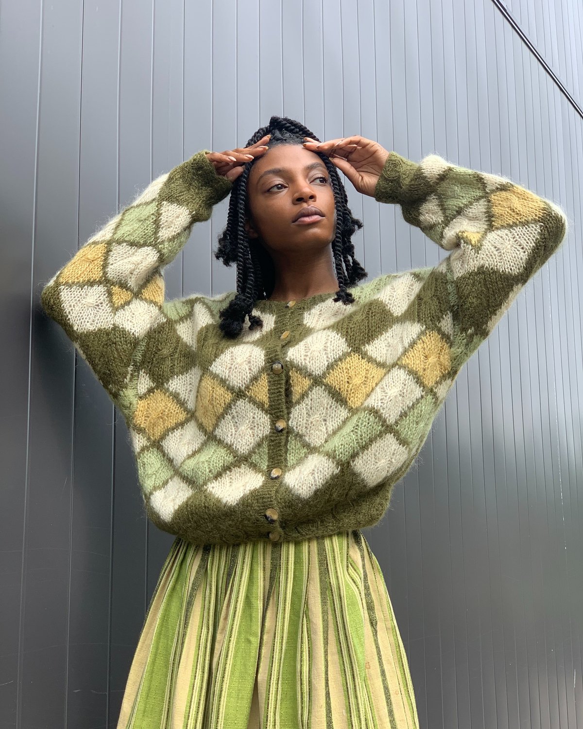 Vintage Mohair Diamond Cardigan | Garmentory