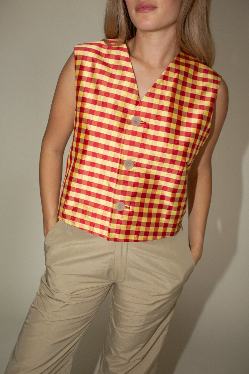 Coming of Age Vest - Red/Yellow Gingham Coming of Age Vest - Red/Yellow Gingham