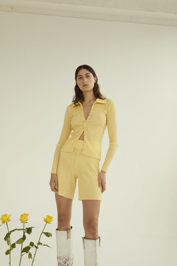 permanent vacation Ritual Cardigan - Yellow Gingham permanent vacation Ritual Cardigan - Yellow Gingham