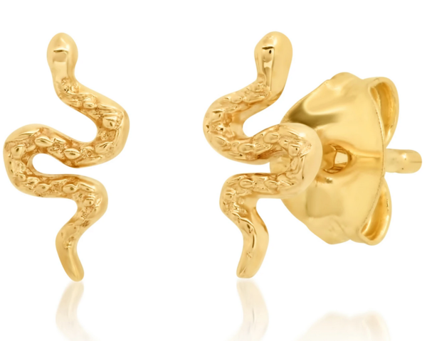 Tai Snake Post Earrings - 14k Yellow Gold