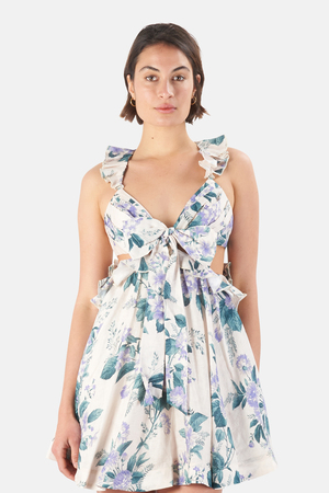 knee length dresses for ladies Zimmermann Cassia Floral Print Mini Dress – Runway Catalog