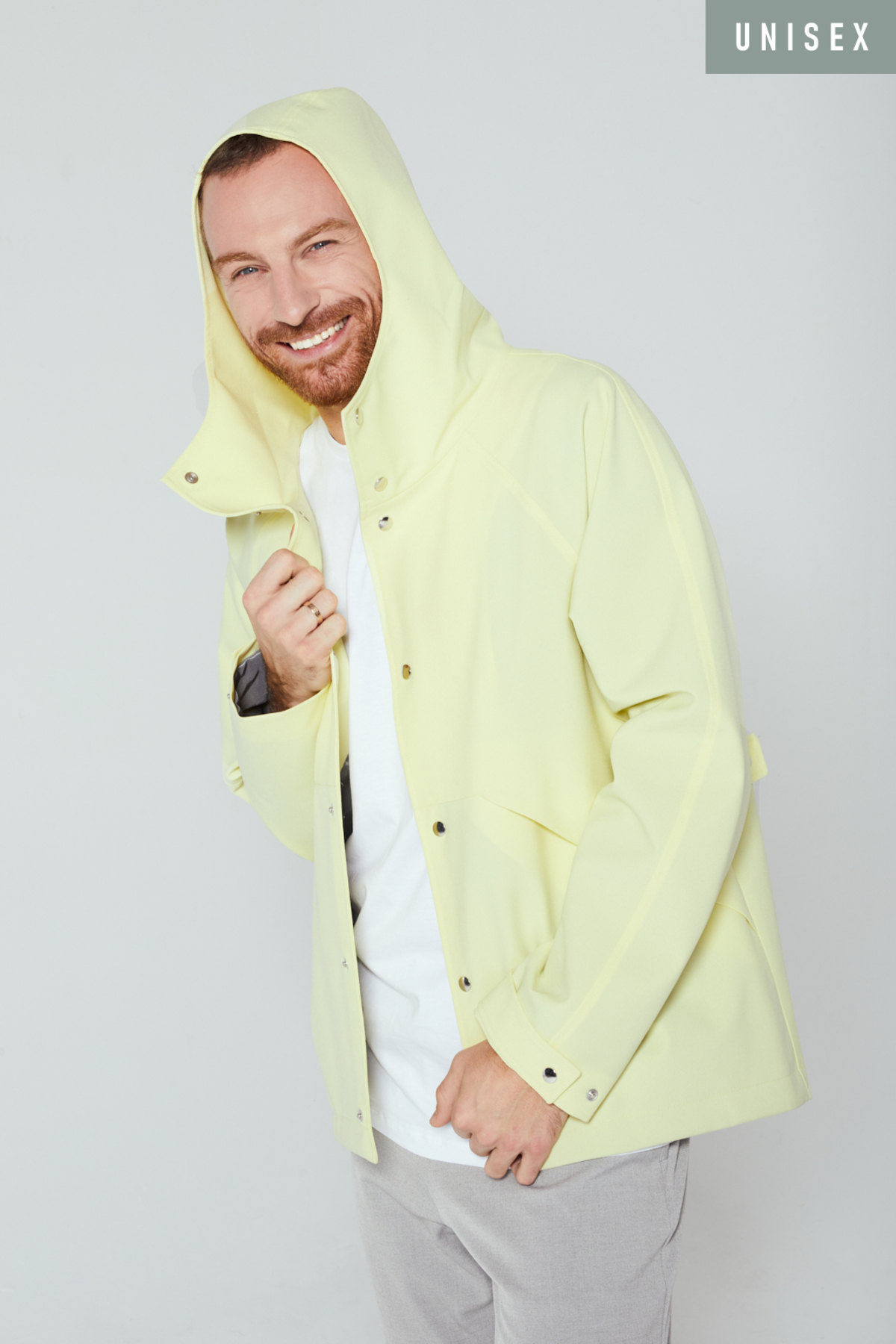 UNISEX DUCKTAIL SHORT RAINCOAT LIGHT YELLOW Garmentory