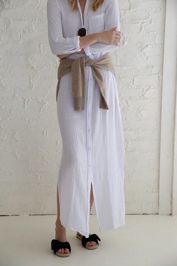 FELICITE Boyfriend Maxi Gauze Dress - White | Garmentory
