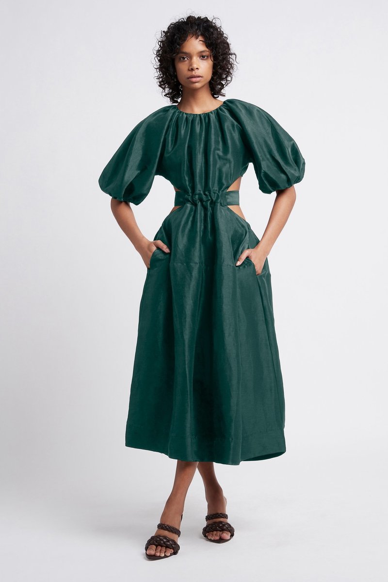 【AJE】パフ袖カットアウトワンピースMimosa Cutout Midi Dress Mimosa Cutout Midi Dress – Aje ROW