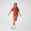 LACOSTE Check Cotton Fabric Shirt - Red/Orange/Blue - Thumbnail 1
