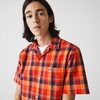 LACOSTE Check Cotton Fabric Shirt - Red/Orange/Blue - Thumbnail 3